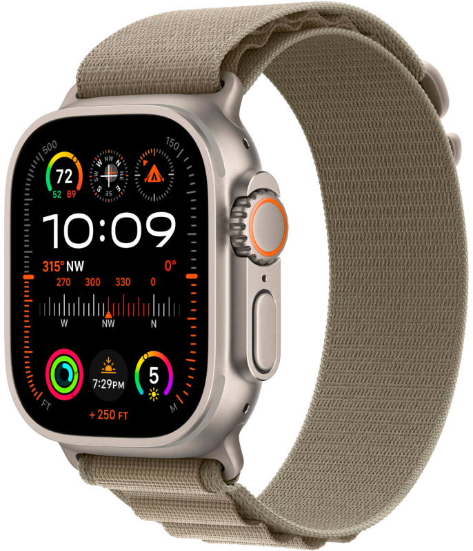 Apple Watch Ultra 2 GPS + Cellular, 49 мм, корпус из титана, ремешок Alpine оливкового цвета - S/M/L